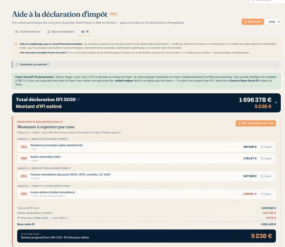 Aide à la déclaration IFI : montants à reporter par case du formulaire 2042-IFI